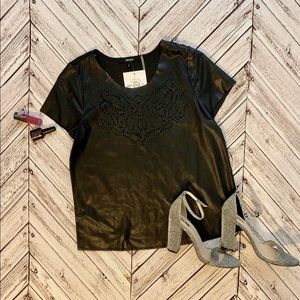 Laser cut out pleather top